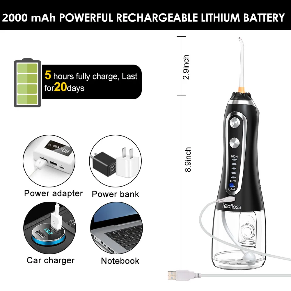 5 режимов Портативный 300 мл Ирригатор для полости рта USB Перезаряжаемые