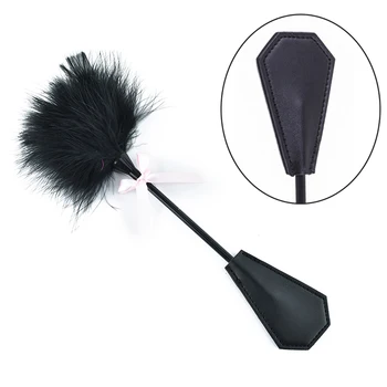 Erotic Punish Fetish Leather Spanking Paddle Play Flogger Sex ToysFeather Tickled Whip For Lover Riding Crop Pony Bdsm Bondage 2