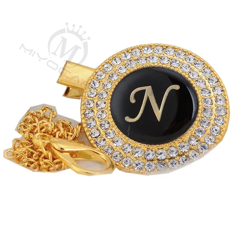 MIYOCAR 26 букв уникальный bling соска клип держатель пустышка зажим L26-GB - Цвет: LETTER N