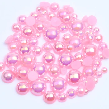 

Resin Beads Glue On 5mm 10000pcs/lot AB Colors Imitation Crafts Half Round Pearls For Jewelry Making Decorations