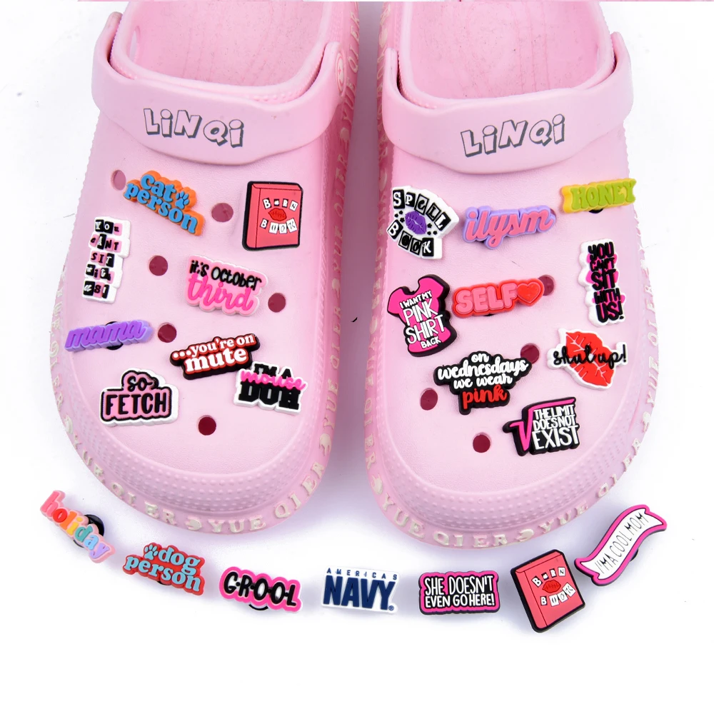 1Pcs Cool Words Doing Great Girls Croc Charms Shoes Accessories PVC JIBZ Buckle Charm for Croc Decorations Kids Party Gifts