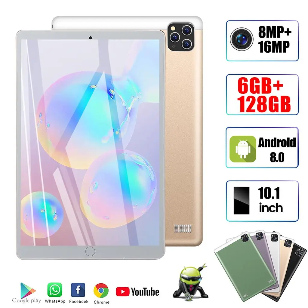 2021 Original nuevo 10,1 pulgadas Tableta Octa Core Pc Android 9,0 Google Play 4G llamada de teléfono WiFi Bluetooth GPS 6G + 128GB tabletas