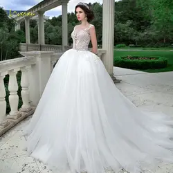 Loverxu сексуальное платье с глубоким вырезом, бальное платье, свадебные платья 2019, роскошная аппликация, кружевное платье со шлейфом