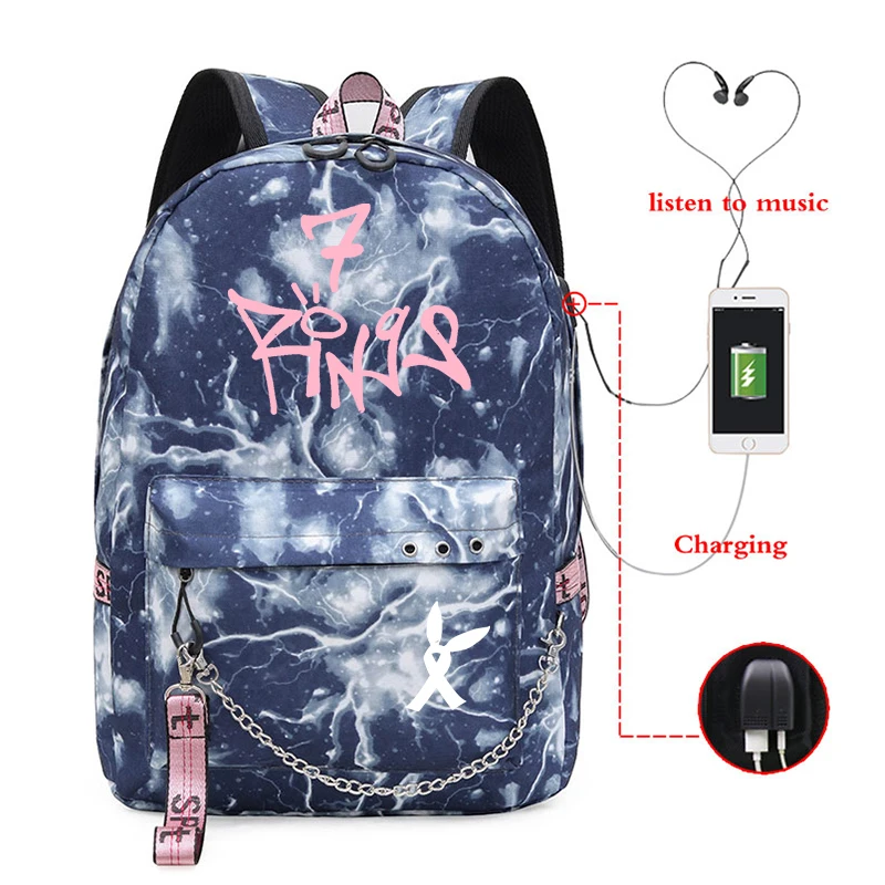 Сумки с принтом Ariana Grande Mochilas, рюкзак для девочек с зарядкой через usb, школьные сумки, рюкзак для колледжа, рюкзак для студентов, рюкзак для путешествий, сумка для ноутбука - Цвет: Girls Backpacks 13