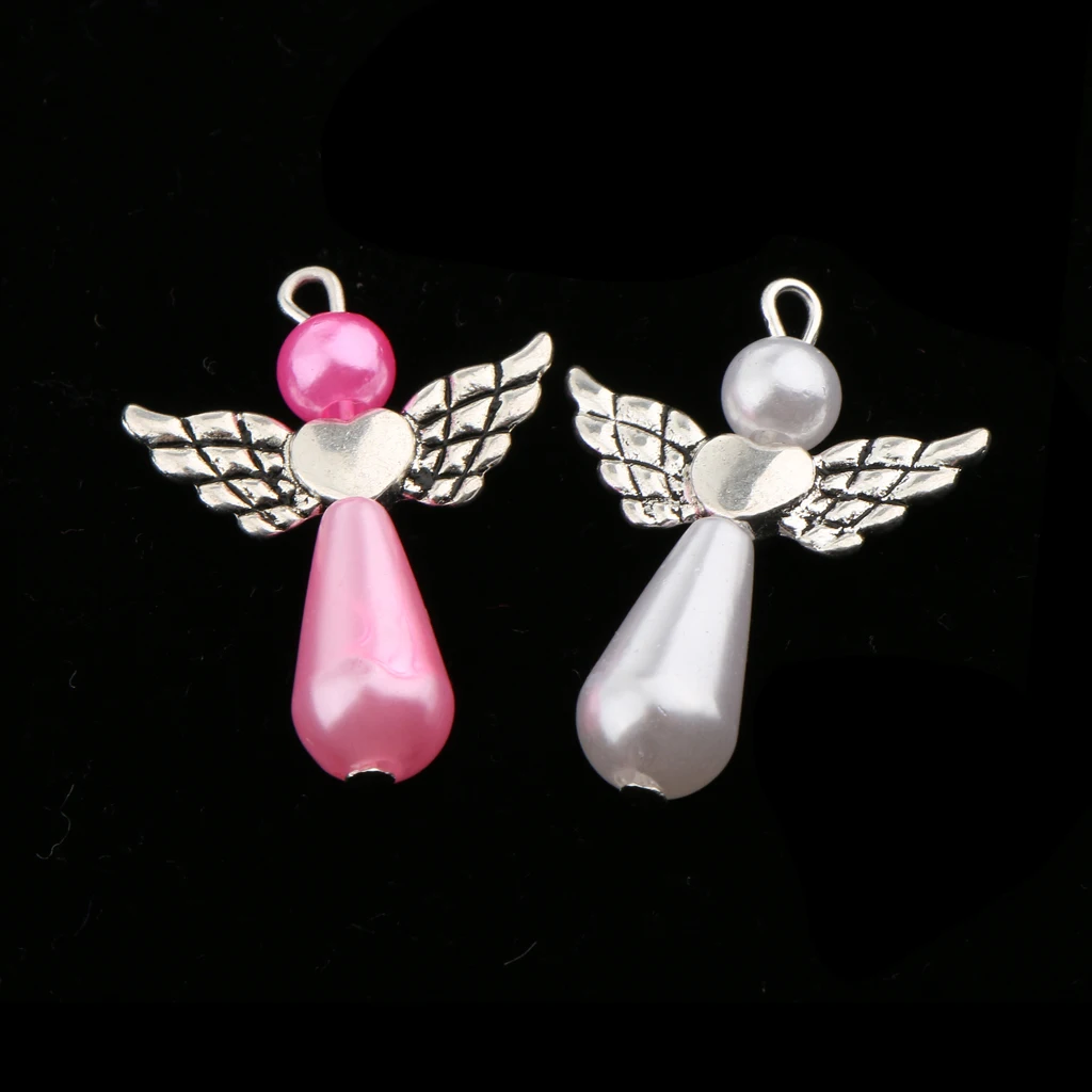 20 Pieces Assorted Angel Wing Charms Pearl Pendant Jewelry Making Findings