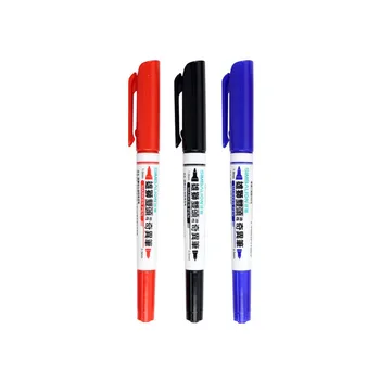 

3pcs Dual-side marker pen Bold Fine point Black Blue red color permanent markers for CD metal fabric paper ceramic School A6883