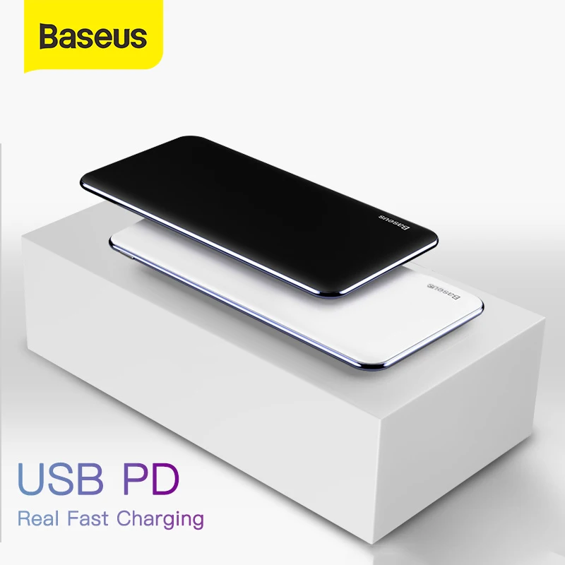 Baseus Ultra Thin 10000mAh Power Bank USB Type C PD Fast Charging Powerbank 10000mAh Portable External Battery Charger For Phone afbeelding