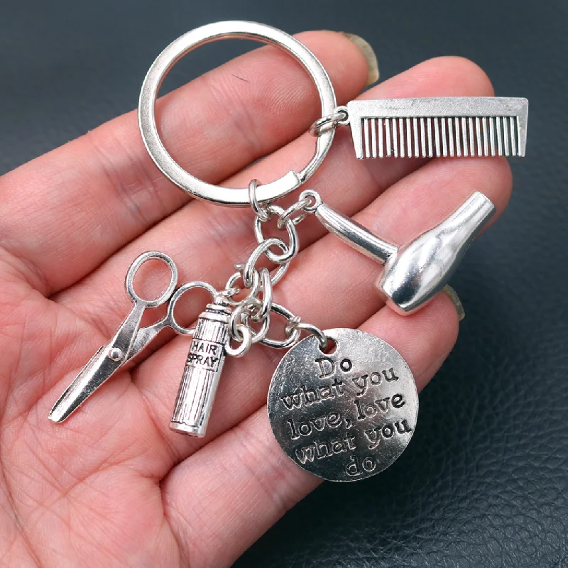 YUEHAO Keychains Hairdressing Scissors, Hair Dryer, Comb, Keychain