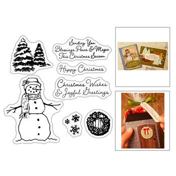 

2020 New Merry Christmas Sentiment Word Clear Stamps and Snowman Metal Cutting Dies For Scrapbooking Craft Greeting Card Making