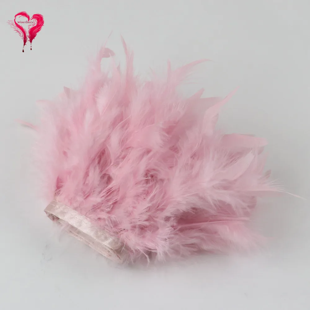 Peach Pink Wisethers 1 метр Необычные пушистые окрашенные красочные индейки Chandelle перо ленточная отделка бахрома для костюмов украшения 43 цвета - Цвет: Peach Pink