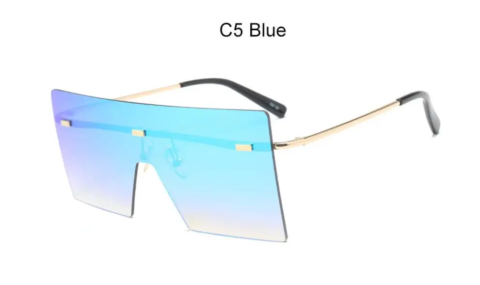 C5 blue Негабаритные коричневые солнцезащитные очки Женские Ретро Винтажные Солнцезащитные очки бренда класса «Люкс» очки без оправы oculos de sol feminino большие оттенки - Цвет линз: C5 blue