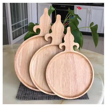 

Environmental Children's Pizza Pan Irregular Wood Circular Hand Bing Food Tray dinnerware set