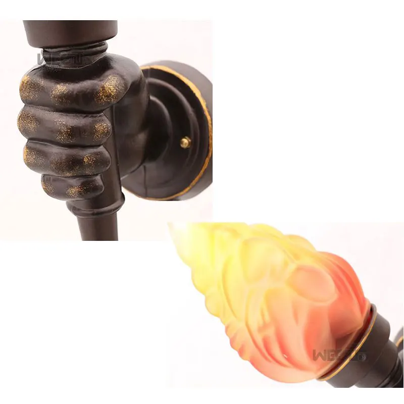 Creative Torch Hand Wall Lamp Outdoor Light Garden Yard Porch Living Room Bedroom Stair Aisle Corridor Restaurant Cafe Light
