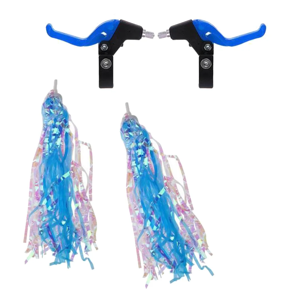 Kids Bicycle Bike Cycle Tricycle Handlebar Streamer Tassels + Brake Levers