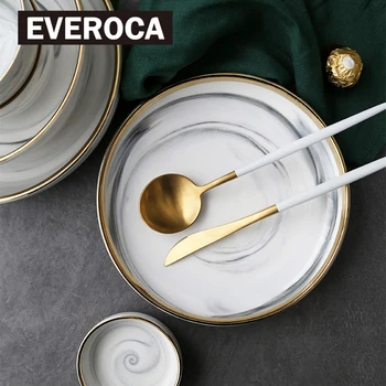 

Golden European Ceramic Bowl Soup Bowl 7 8 9 Inch Home Plate