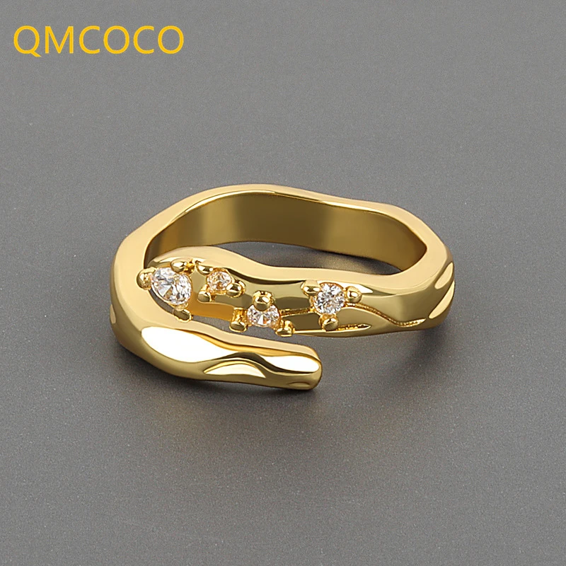 Women Silver Zircon Geometric Rings Twisted