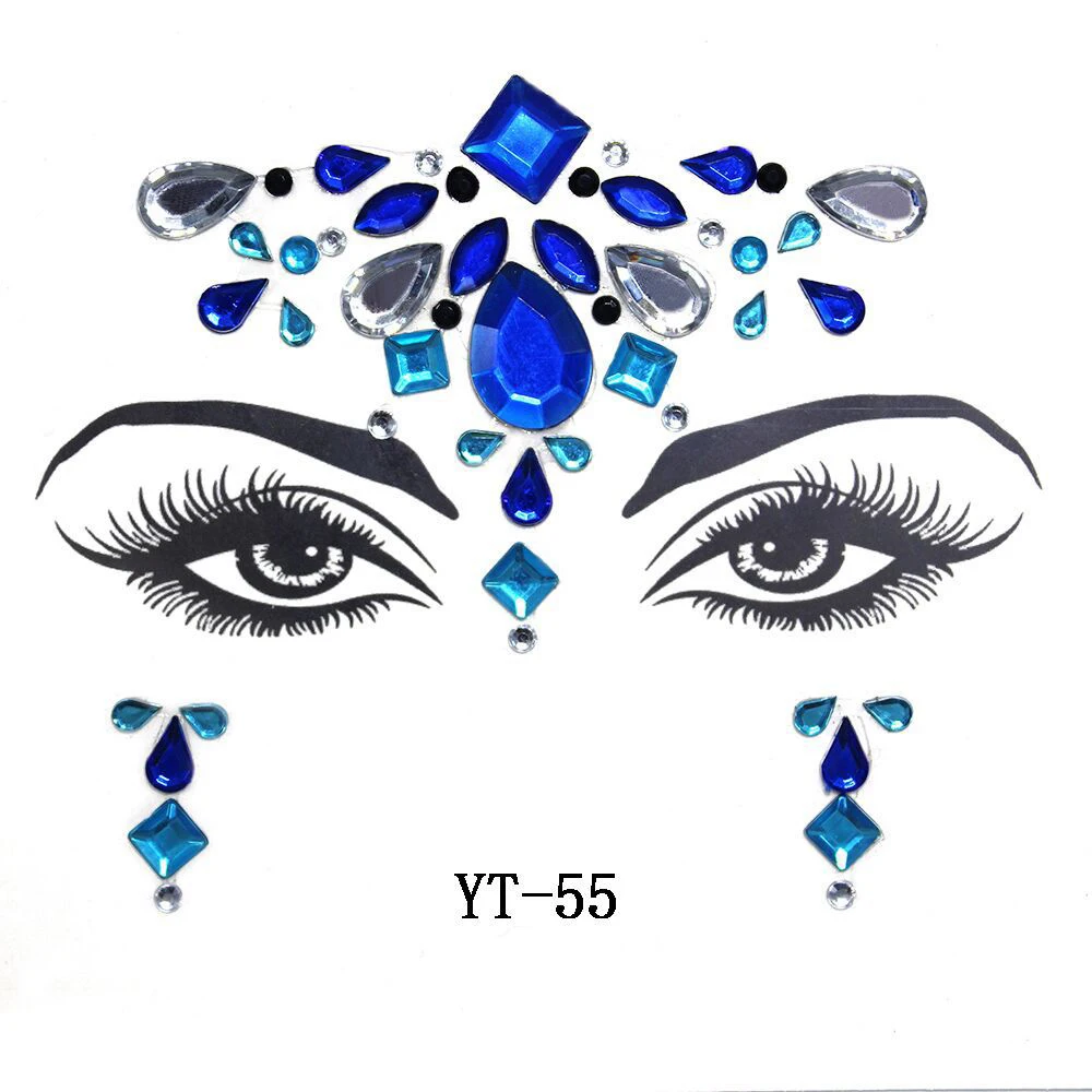 Художественный Фестиваль новая 3D кристальная наклейка Модный Блестящий акрил вышивка-мозаика Маскарад блестящее украшение для лица временная татуировка наклейка - Цвет: MP174T55