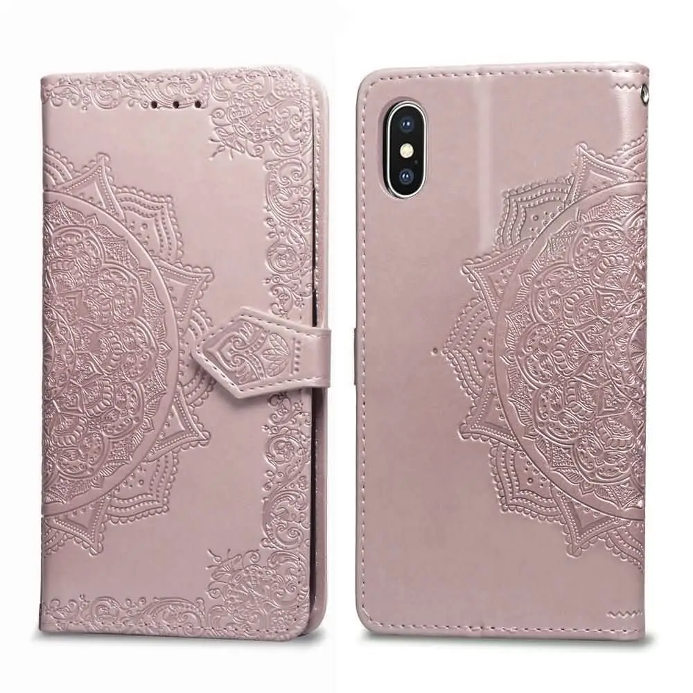 LLZ.COQUE Mandala Flower PU Leather Magnetic Wallet Cover for Iphone Xr XS MAX X 5 5S SE 6 6S PLUS 7 8 Case Apple Capas | Мобильные