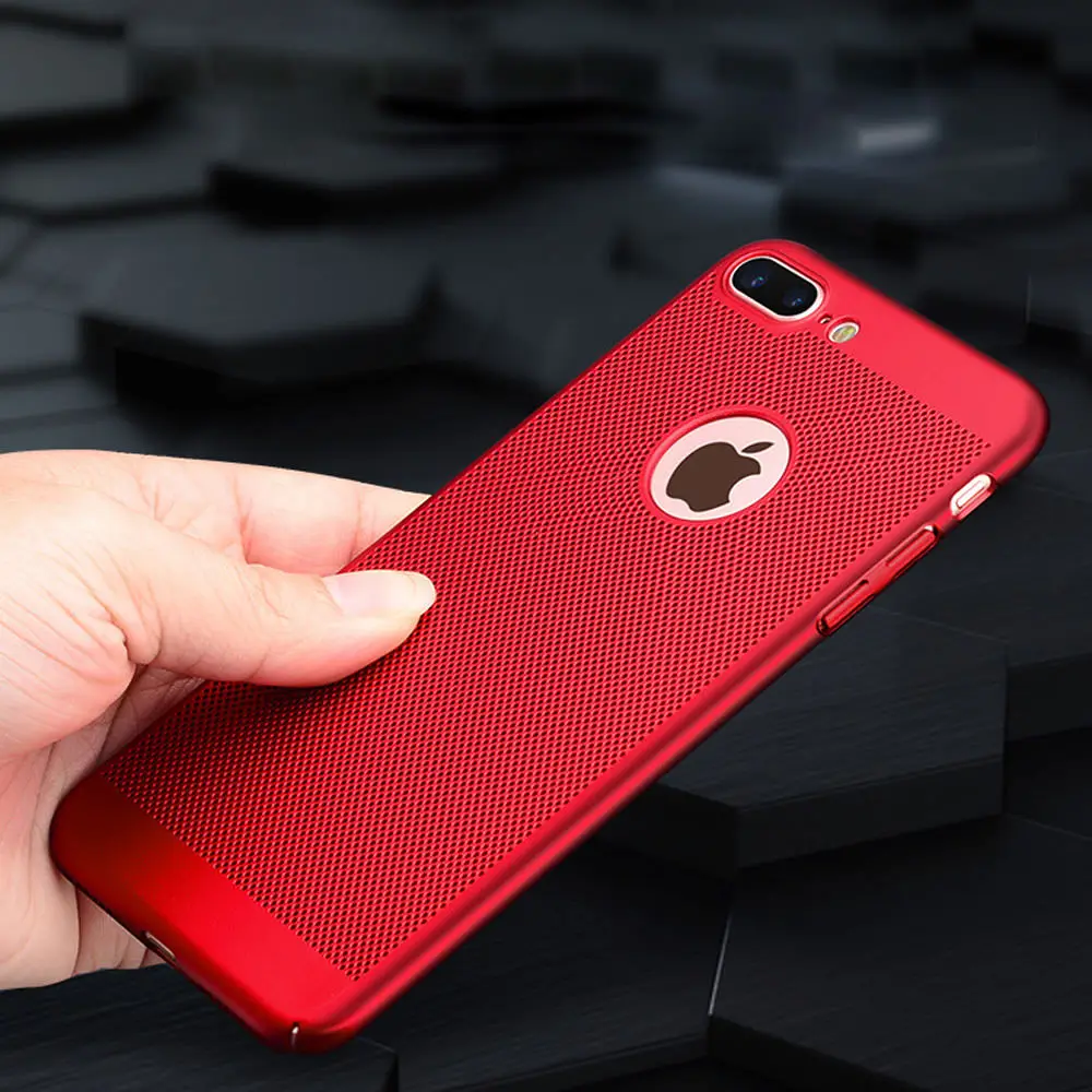 Screen Protector Shockproof Breathable Mesh Phone Case For iPhone 6S 6 5 5S SE Logo Hole Back Cover Tempered Glass Coque Fundas |