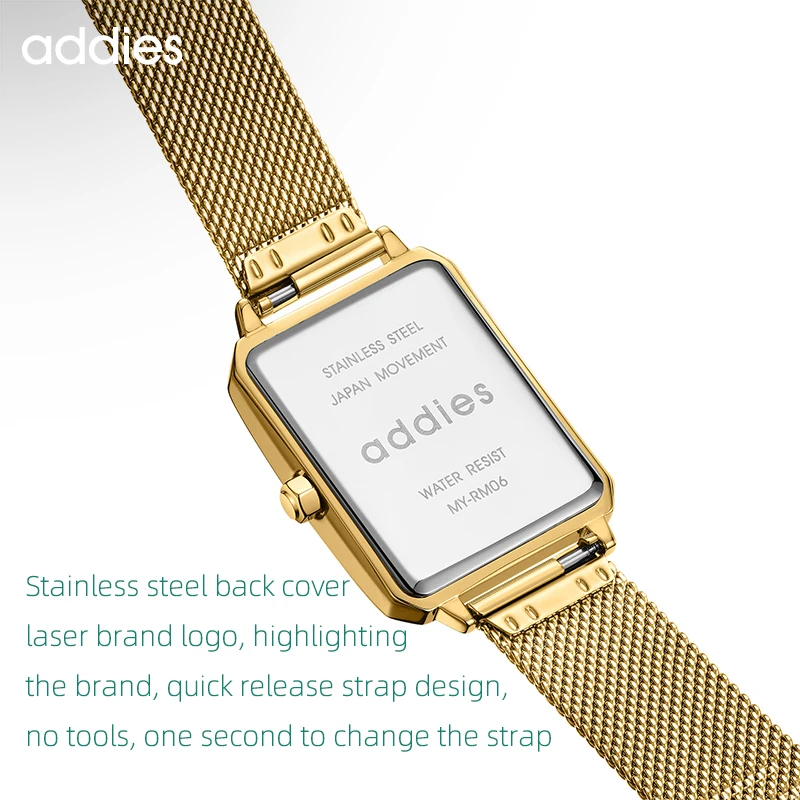 ADDIES Watch Women Stainless Steel Analog Quartz Wristwatch Fashion Luxury Ladies Golden Rose Gold Watch Clock Women's watch