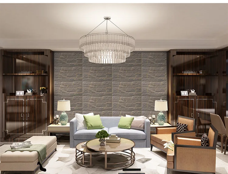 Art Stone Wall Stickers Retro Stone Pattern Wallpaper Thick Living Room Television Background Wall Sofa Wallpaper Self-Adhesive