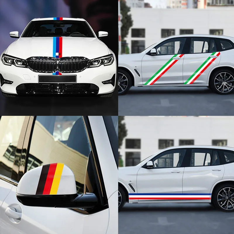 

1m* 15cm Three-color Stripe Vinyl Car Sticker Decal Germany Italy French Flag Roof Hood Tape For BMW M3 M5 M6 E46 E92 Series