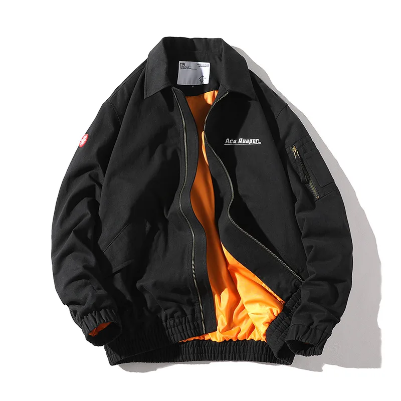 

Tang Mu Cool 2018 Autumn Men's Fold-down Collar Jacket Japanese-style Retro Trend Simple Solid Color Coat Youth Tops