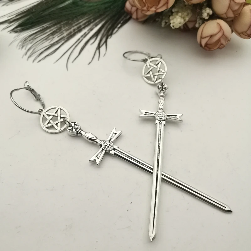 Arthur, серьги, длинный меч, кулон, Готическая классика, модные ювелирные изделия с пентаграммой, темный священный меч, новый женский подарок|Серьги-подвески| | АлиЭкспресс