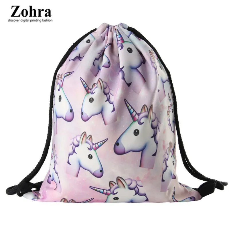 

AliExpress Hot Selling 3D Digital Printing Drawstring Bag Unicorn Shopping Storgage Bag Customizable