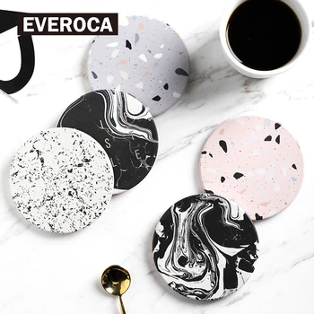 

Coaster Nordic Ceramic Absorbent Non-slip Coffee Cup Pad Insulation Pad Cork Bottom Classic Face Coaster Hot Drink