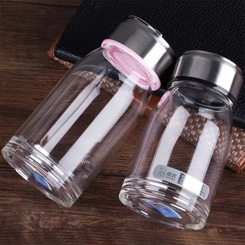 

Glass Portable Crystal Fashion Water Bottle Simple Mini Botella Agua Heat-resistant Pink Black 400ml Glass Water Bottle FF70P