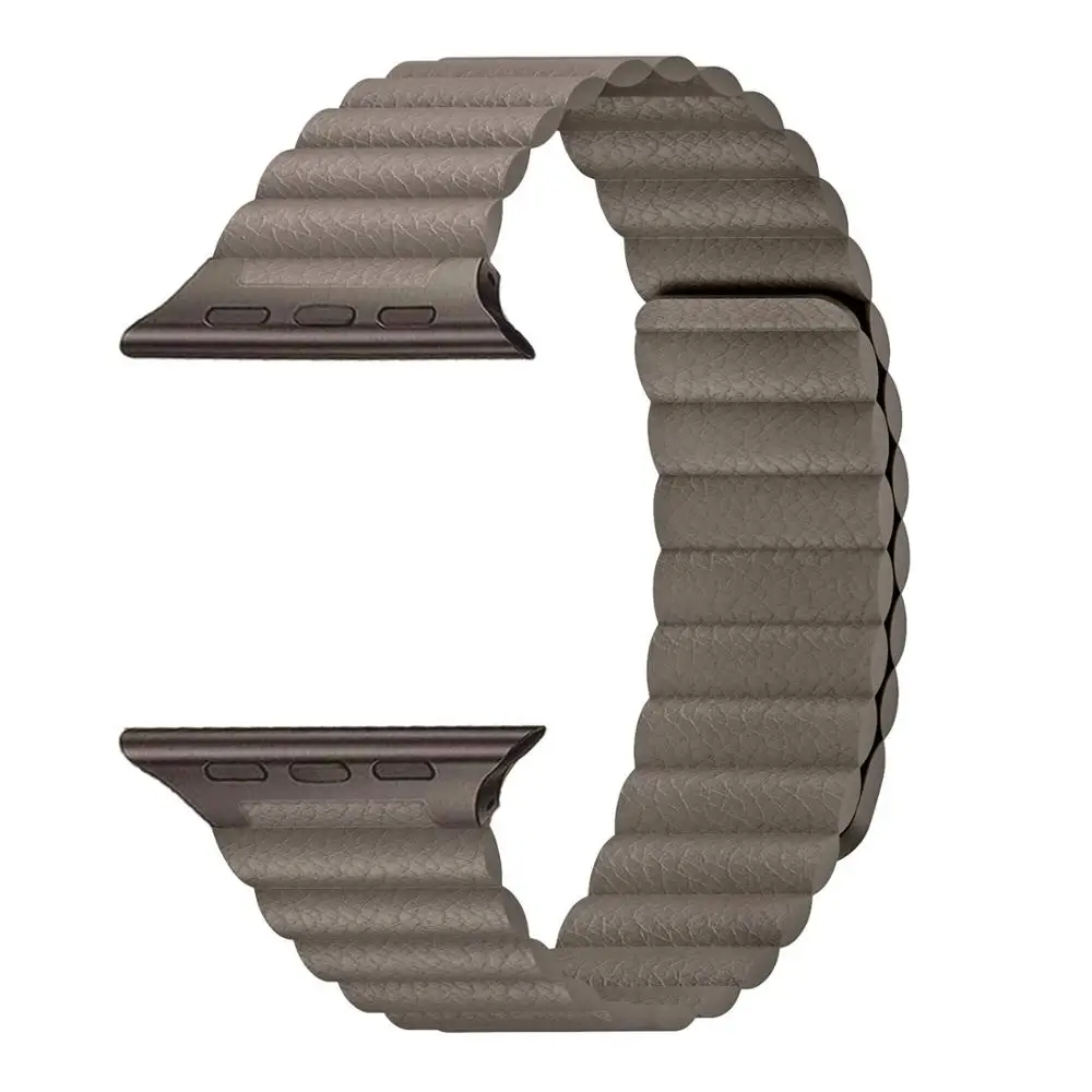 Brown Кожаный ремешок-петля для Apple Watch 40 мм 38 мм 42 мм 44 мм ремешок для iwatch 5 4 3 2 1 наручный браслет на магнитной застежке ремешок для часов - Цвет ремешка: Brown