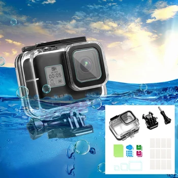 

Waterproof Shell + Tempered Film + Anti-Fog Film for GoPro Hero 8 Black Camera Underwater Diving Full Cover Case with Lens Filte