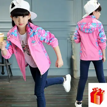 

Autumn Children's Clothing Baby Girl Coat New Casual Coat 5-14 Years old Windproof Jacket Blue Pink Zipper Coat