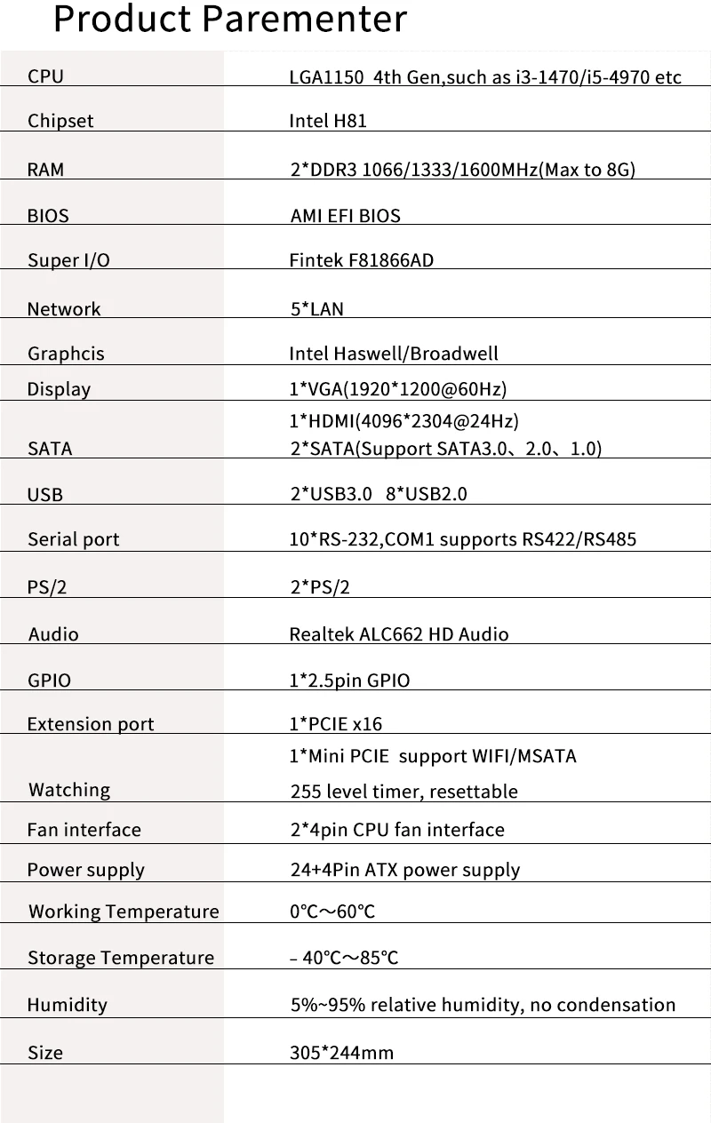 EITX-7560 Промышленная материнская плата ddr3 Intel 4th Gen LGA1150 5* LAN 2* USB3.0 8* USB2.0 PCIE MINIPCIE