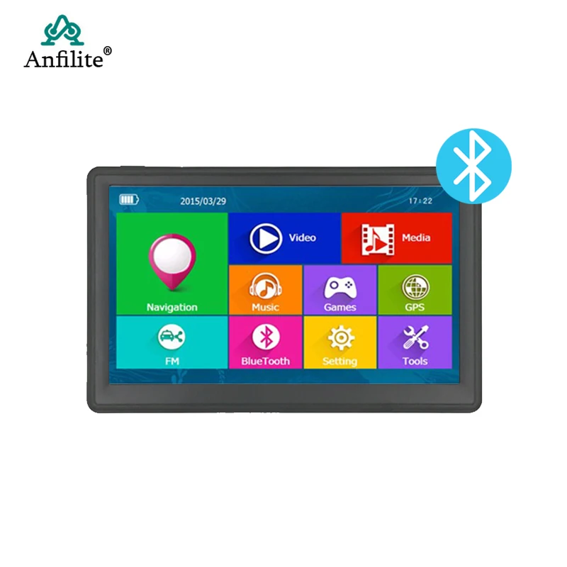Anfilite 7 дюймов HD Автомобильный GPS навигатор Windows CE Bluetooth AVIN емкостный экран FM 8 Гб ddr