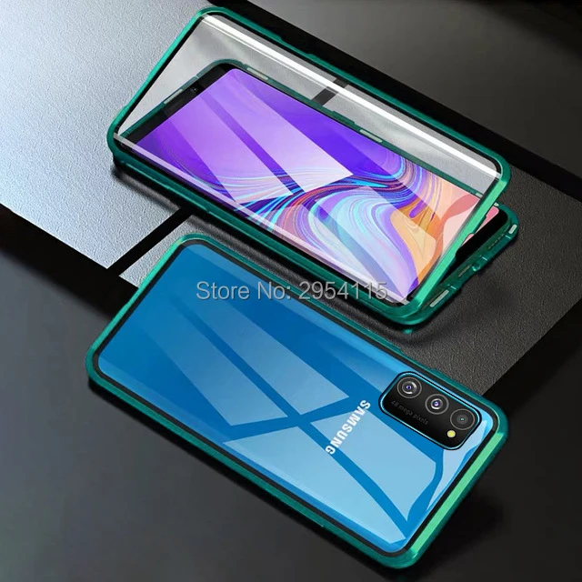 green Двусторонний стеклянный Магнитный флип-чехол для samsung galaxy m30s m30 s m 30 s m307f/ds 6,4 ''360 ° полная задняя крышка из закаленного стекла - Цвет: green
