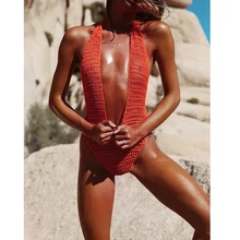 Женский цельный бикини с v-образным вырезом, пуш-ап, мягкий бюстгальтер, Купальник Одежда для купания