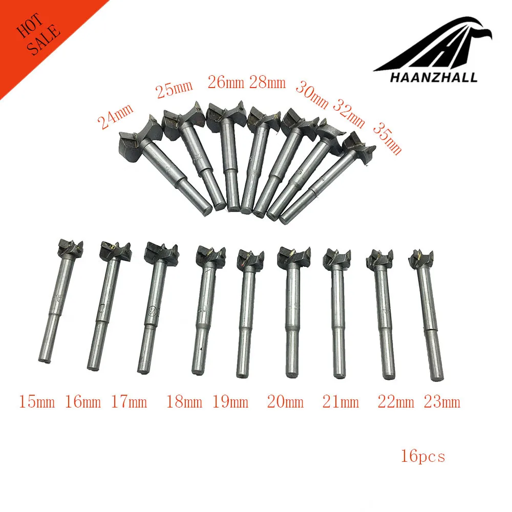 16 unids/set brocas de sierra profesional Forstner carpintería agujero VI cortadora de madera para herramientas rotativas 15-35mm herramientas de perforación