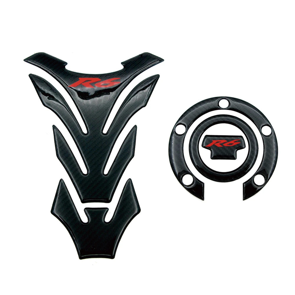 For Yamaha YZF R6 YZFR6 YZF600 2003 2004 2005 Stickers Tank Pad Oil Gas Cap Cover Triple Clamp Protector Carbon Motorcycle Decal
