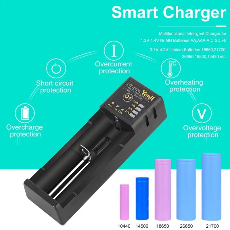 18650 зарядное устройство 26650 Usb Смарт никель-водород Aa Aaa 21700 одиночный слот литиевая батарея зарядное устройство