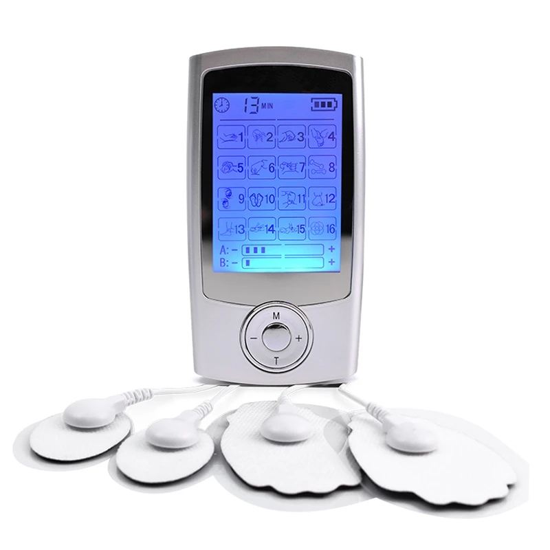 Silver-16-Mode-Digital-Electronic-Pulse-Massager-Electronic-Mini-Personal-Nerve-Stimulator-Electro-Stimulation-Pain