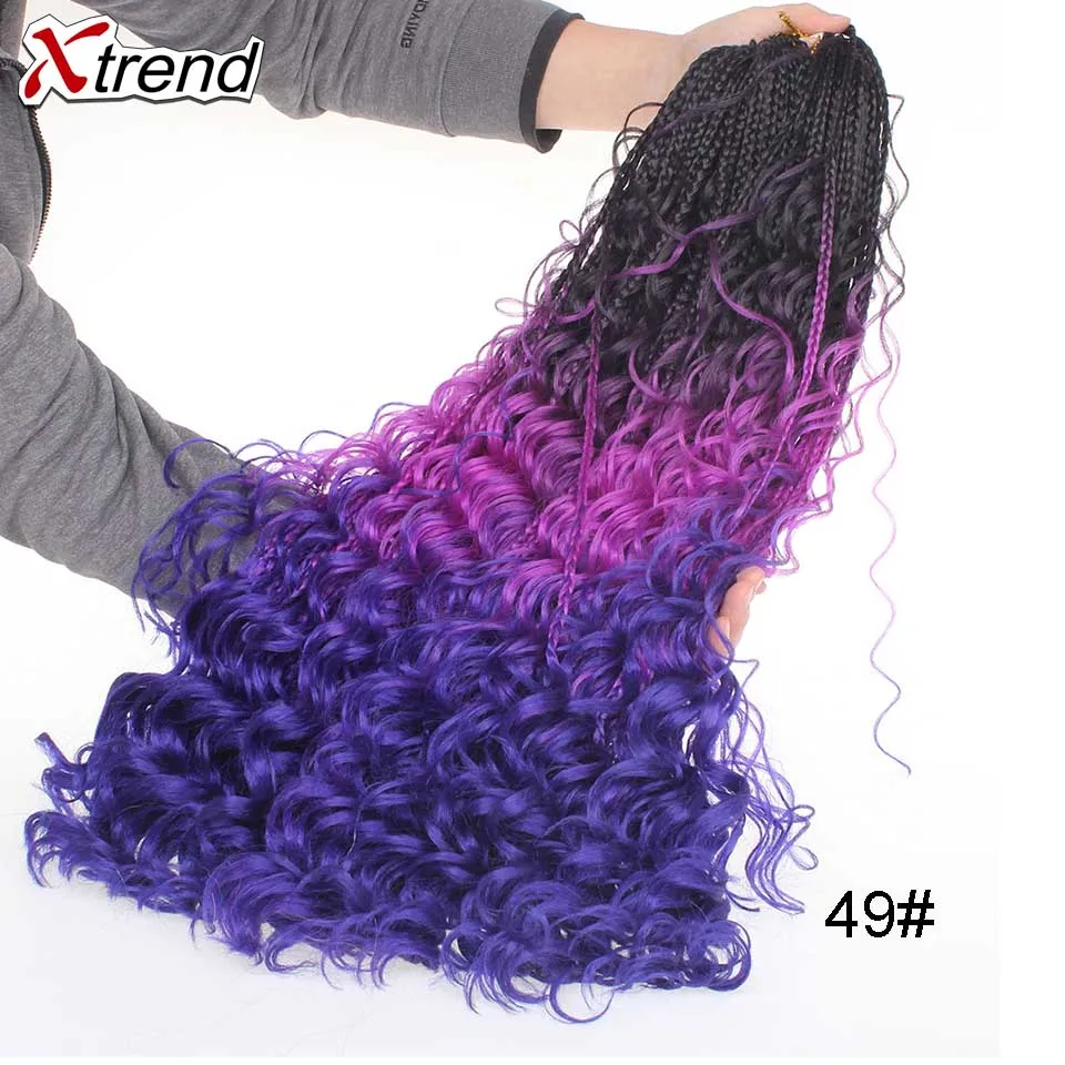 Xtrend Synthetic Boho Crochet Braid Bohemian Box Braids Crotchet Hair Extensions Ombre Braiding Braided Messy Goddess - Цвет: 49