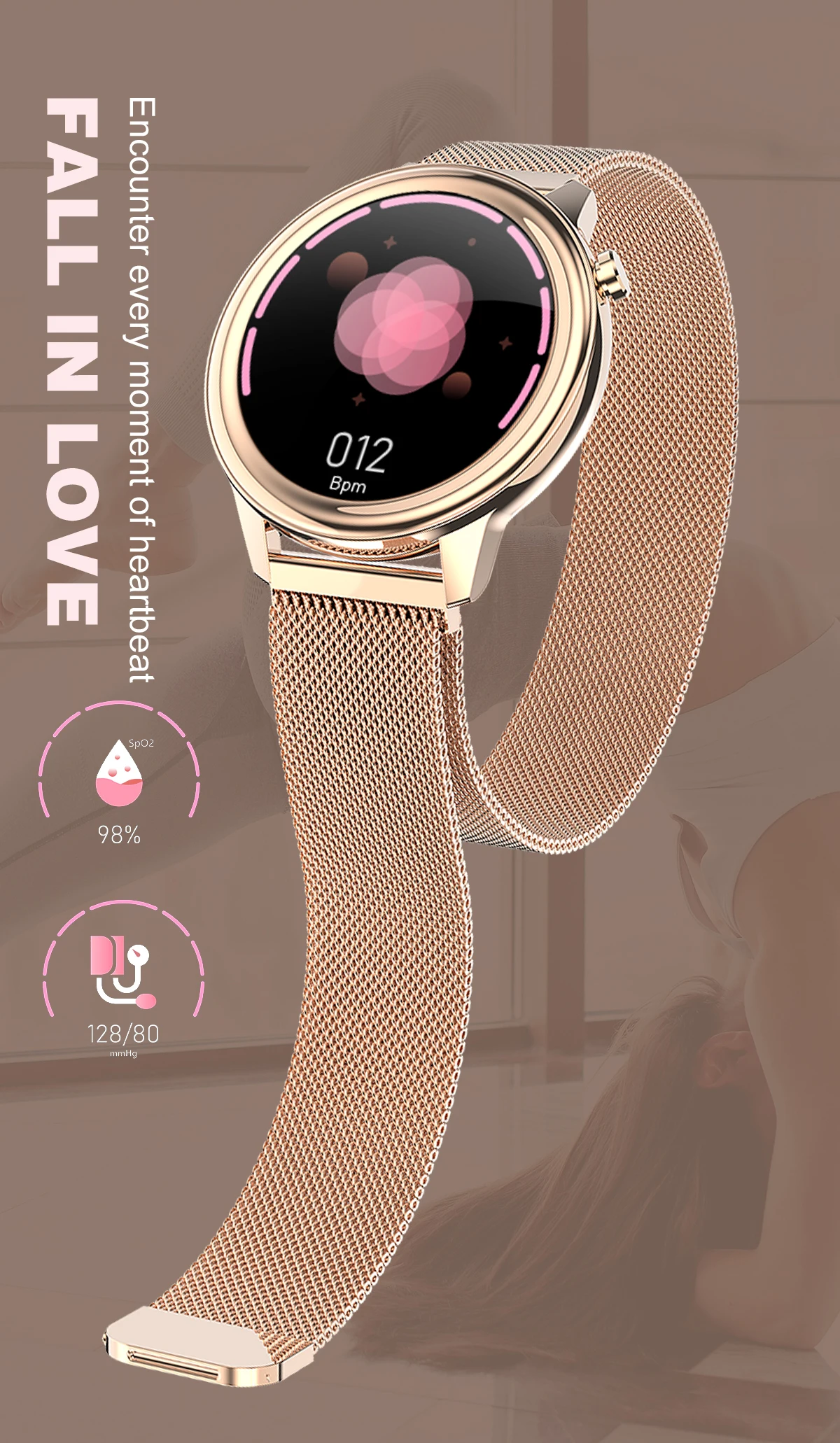 de freqüência cardíaca smartwatch senhora para ios android pk dt88