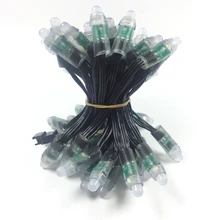 50 pçs/lote DC5V/12 V entrada WS2811 módulo de pixel, 12mm preto/verde Fio led string; Chrismas árvore; à prova d' água com 3pin JST Conectores