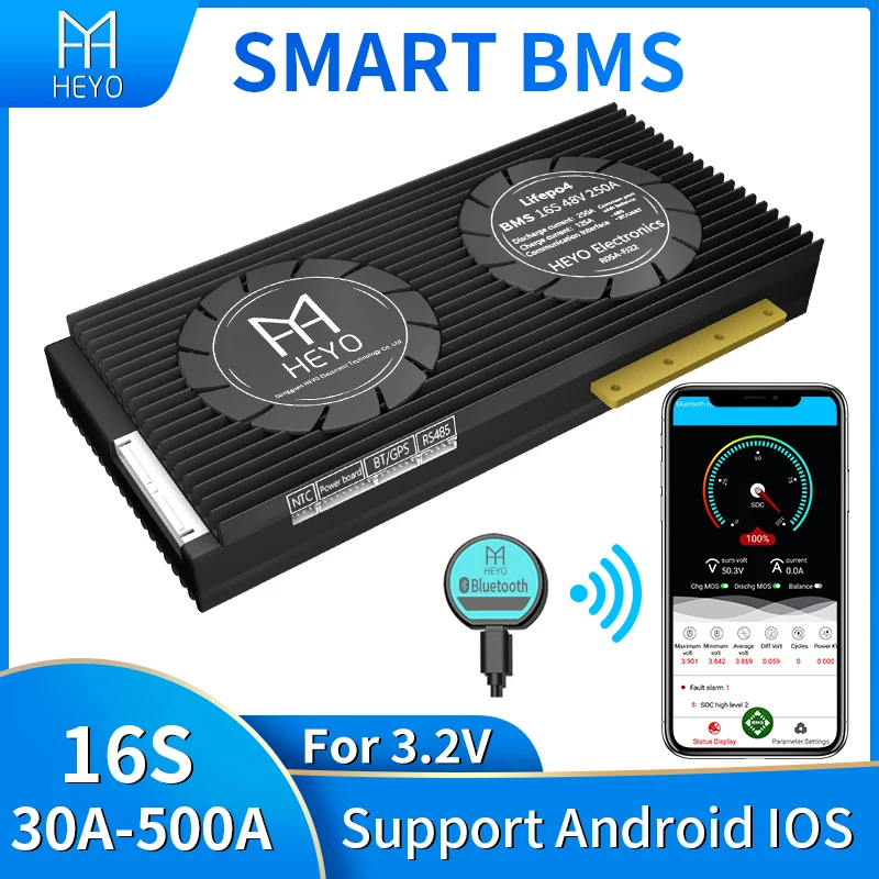 Fan Ntc-Can-Software 200a Rs485 Bluetooth Smart-Bms Lifepo4 100a Multiple-Terminal UART