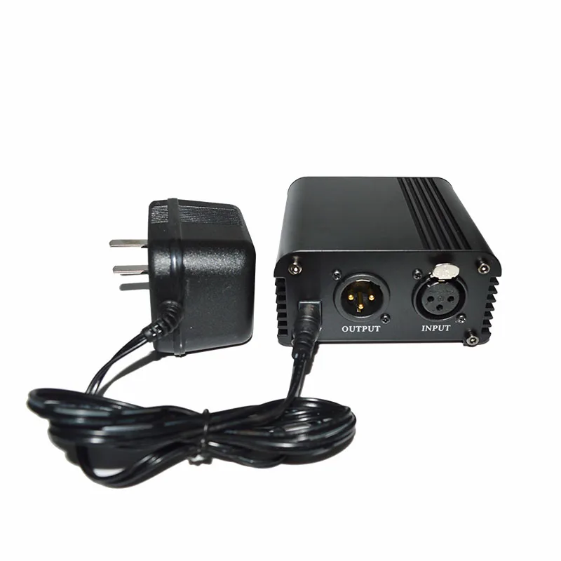 48V Phantom Power Adapter คอนเดนเซอร์ไมโครโฟนกลางแจ้งรถบันทึกเพลงแบบ