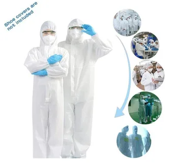 

Reusable Anti-epidemic Antibacterial Plastic Closures Isolation Suit Protective Clothing Dust-proof Coveralls Antistatic