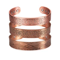 Vinterly Magnetic Pure Copper Bracelet Men Benefits Energy Adjustable Open Cuff Bangles Male Vintage 15mm Wide Jewelry Resizable 1