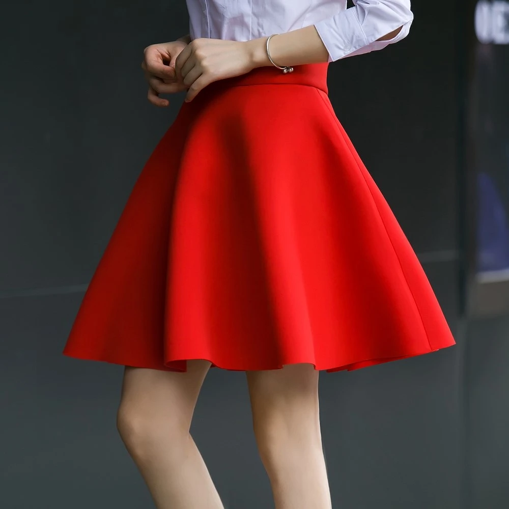 High waisted red mini skirt Clearance